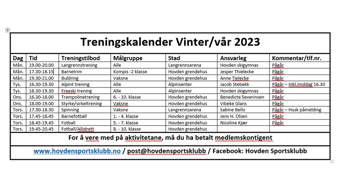 treningskalender